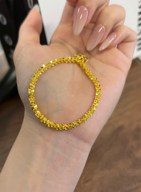 素手链龙鳞沙金手链碎冰冰黄金色手链金店同款轻奢小蛮腰送女友