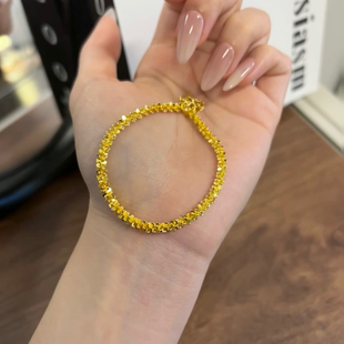素手链龙鳞沙金手链碎冰冰黄金色手链金店同款轻奢小蛮腰送女友