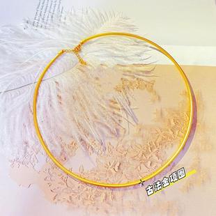 古法项圈颈圈锁包钢圈风铃吊坠硬软仿真黄金色项链diy颈链