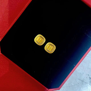 蝴蝶流苏玫瑰花耳钉黄金色耳饰周家同款四叶草假沙金三金首饰