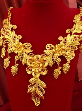 仿金婚嫁项链五金首饰一套婚庆橱窗摆台假五金套装首饰结婚假黄金