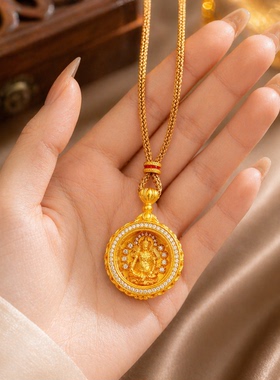 黄财神嘎乌盒沙金吊坠仿真黄金色金刚杵项链金店同款锁骨链毛衣链