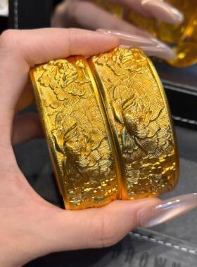 沙金手镯结婚首饰婚嫁镯子假黄金仿真龙凤褂假五金2026新款三金