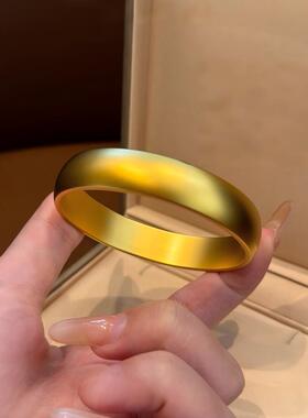 轮胎沙金手镯女素圈仿真黄金色古法大金镯子泥鳅背结婚三金五金