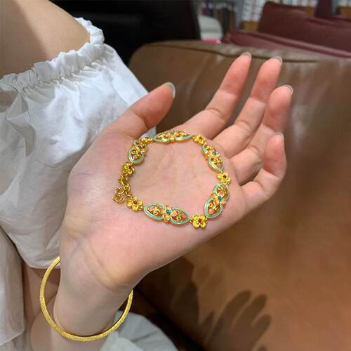 繁花如意手链黄金色珐琅彩