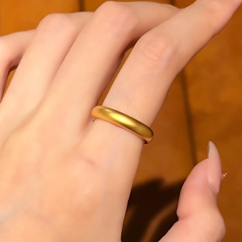 素圈沙金戒指女泥鳅背仿真黄金久不掉色指环金店同款情侣婚嫁对戒