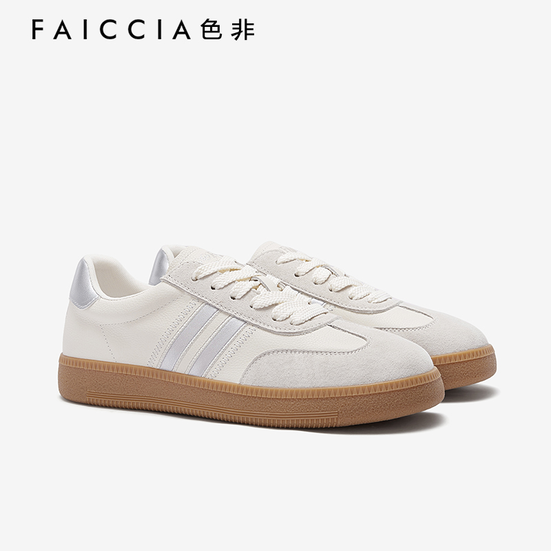 色非德训鞋女2025春季新款百搭板鞋活力复古时尚休闲T头鞋平底鞋