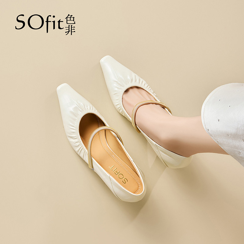 色非真皮法式高跟鞋女2026新款春季白色漆皮女鞋浅口气质玛丽珍鞋