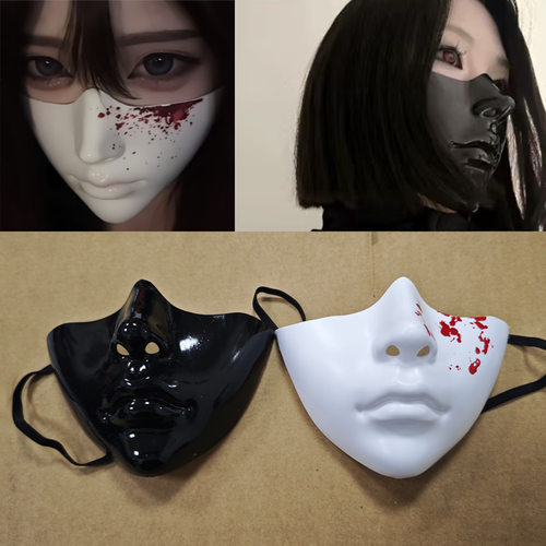新款黑色下半脸面具新潮环保美学赛博朋克战士面罩万圣节coplay