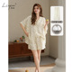 栗茵小众设计泡泡绵女士睡衣夏季 可外出家居服三件套 带胸垫短袖