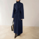 藏青色简约立领超长款 双面呢大衣女冬宽松显瘦落肩超好看毛呢外套