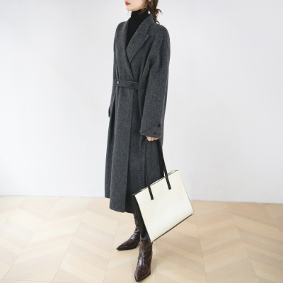 高级感灰色羊驼绒双面羊毛呢大衣