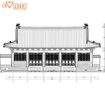 中国古建孔庙享殿测绘图CAD电子版 明式五开间斗拱歇山顶大殿建筑