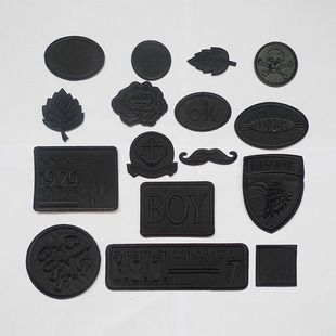 百搭黑色徽章刺绣布贴牛仔裤羽绒衣服补丁贴背胶修补破洞装饰贴花