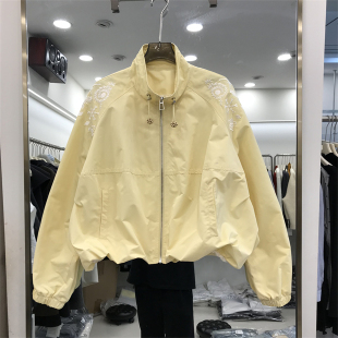 欧洲站2026春新款 立领拉链蕾丝内里重工刺绣花百搭短外套9853 时尚