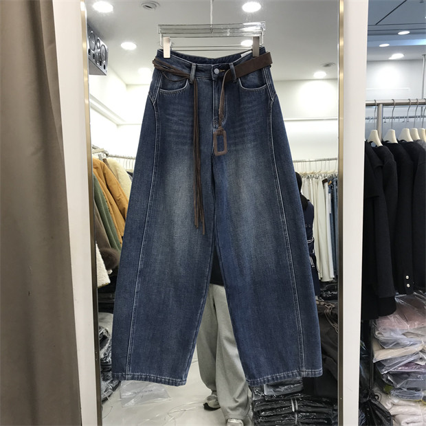 欧货加绒加厚弯刀牛仔裤女2025冬季高腰显瘦垂感宽松阔腿裤子2418,女装/女士精品,牛仔裤,淘宝优惠券,粉丝福利购,淘宝优惠卷