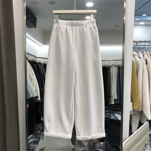 1.3%绵羊毛2025冬季新款时尚百搭松紧腰高腰显瘦加绒休闲裤女9129