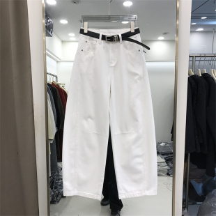 白色弯刀裤 欧货爆款 新款 女2026春季 高腰显瘦直筒休闲潮5538 牛仔裤