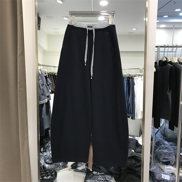 3R3正版25冬季新款加绒拼色腰头显瘦百搭弯刀裤休闲长裤女9370-1