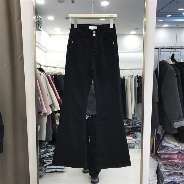 欧货喇叭裤女2026春季新款修身显瘦弹力遮肉百搭微喇牛仔长裤813