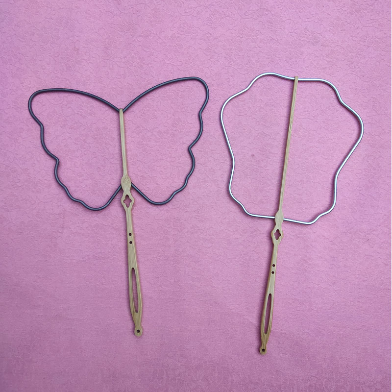 蝴蝶飞仙扇子框12厘米迷你小团扇骨架蚕丝扇半成品手工制作材料