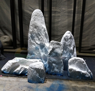 玻璃钢仿真石头落地装饰摆件庭院景观枯山水造景白色假山石定制