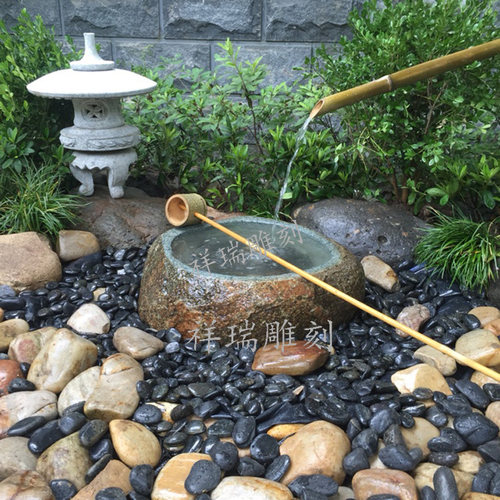鱼缸日式户外庭院青石头