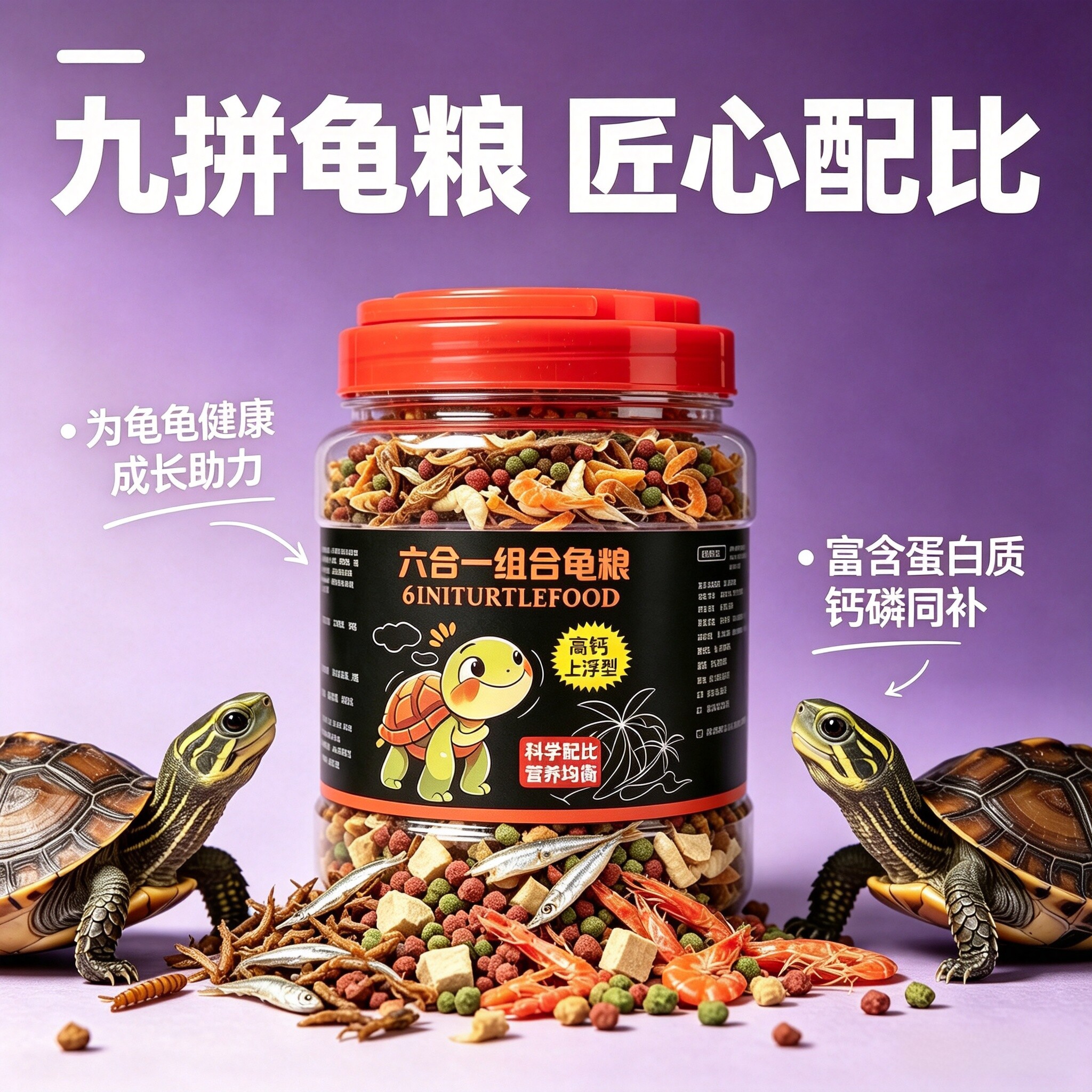 龟粮饲料高蛋白金钱龟巴西龟专用中华草龟鳄龟小乌龟虾干寸金粮食