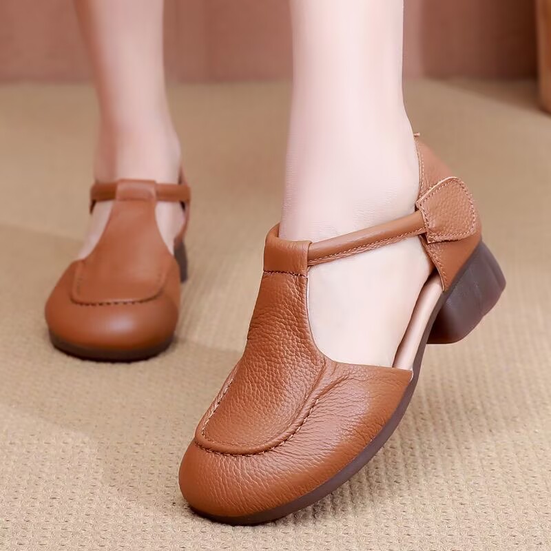 粗跟皮鞋妈妈鞋女凉鞋图片
