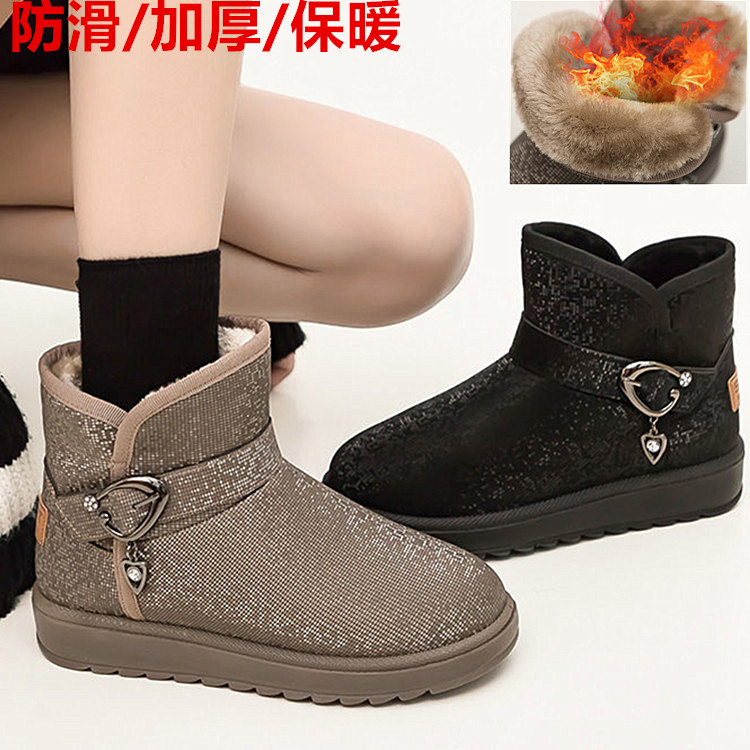 雪地靴女加绒加厚保暖棉鞋厚底