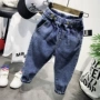 Quần denim bé trai 2019 xuân hè mới nam bé cá tính quần âu trẻ em nước ngoài không khí co giãn chân quần thủy triều - Quần jean quần áo sành điệu cho be gái