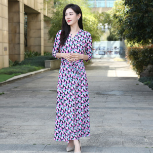 欧美新品 DVF裹身裙 2026熏衣紫色几何图案印花温柔气质连衣裙女PG