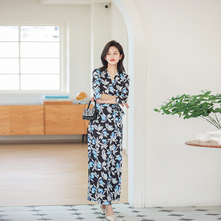 连衣裙长pg 显瘦气质一片式 dvf裹身裙2026年 印花修身 欧美新品