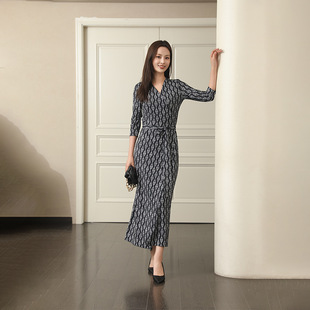 欧美新品pg dvf感印花一片式裹身裙夏季新款收腰显瘦遮肚子连衣裙