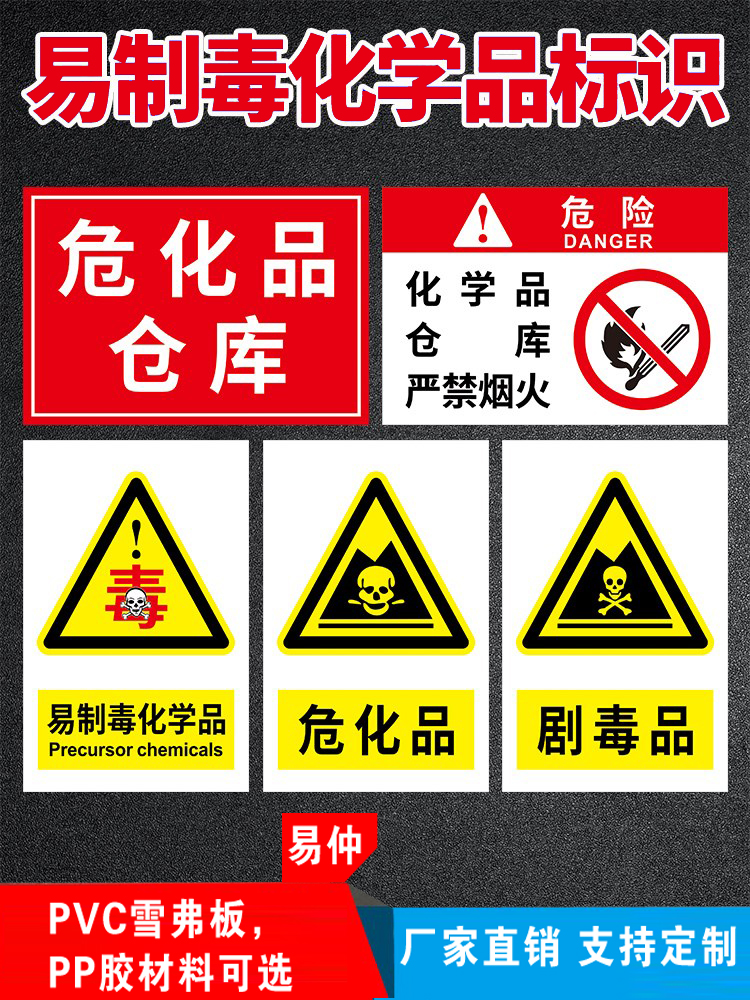 易制毒易制爆危险化学品仓库当心爆炸易燃易爆贴纸标识告示提示牌