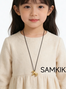 马年新款儿童项链女童宝宝锁骨链长款毛衣链小马吊坠项链饰品