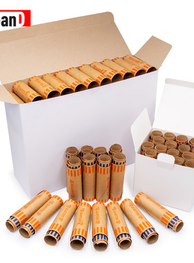 91pcs盒橙色Quarters精准容量美元硬币管理纸筒优质牛皮纸卷