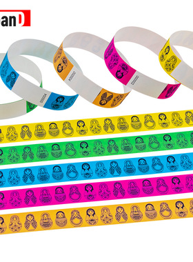 现货俄罗斯套娃图案一次性纸手环腕带彩色跨境成人儿童入场门票