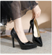 性感细跟40 黑色厚底增高12cm防水台四季 男士 情侣大码 单鞋 女鞋