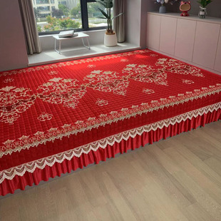 红色结婚农村大炕专用炕单炕毯榻榻米床盖双面用3米4m冬季牛奶绒