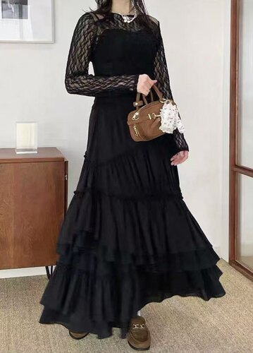 拼接长裙日本品牌Lily brown