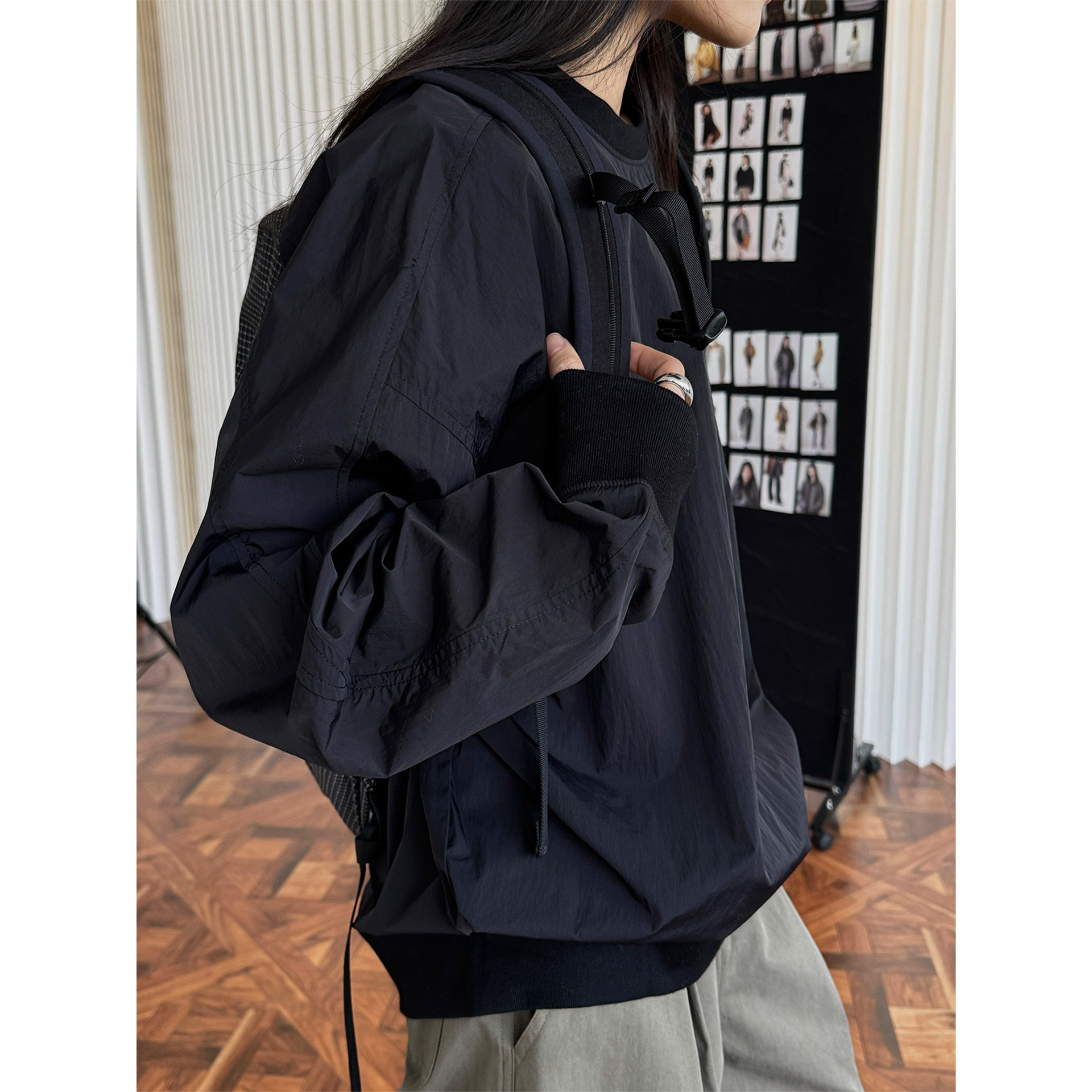 卢浮春季新款日系休闲户外圆领卫衣轻薄透气休闲廓形上衣女