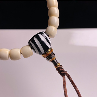 12mm斑马纹精工鬼眼天珠爆改佛头三通配饰玛瑙一线百香椰蒂文玩配