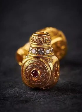 藏式黄金色太阳神鸟大孔道三通