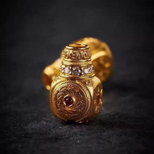 藏式黄金色太阳神鸟大孔道三通猴头星月菩提手串DIY配件镶嵌配饰