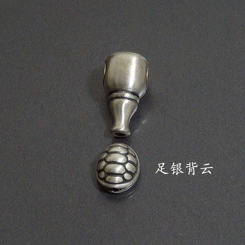 S925纯银富甲天下龟壳背云文玩三通佛头配饰配件全套佛珠手串diy图片