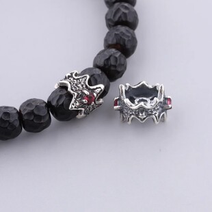 文玩星月凤眼菩提百香籽荆棘王冠卡环隔片S925银镶砖夜王皇冠隔片