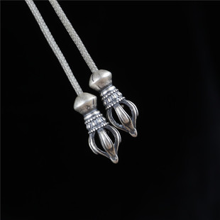 925纯银藏式金刚杵弟子珠线束金刚星月菩提diy手串文玩配件配饰