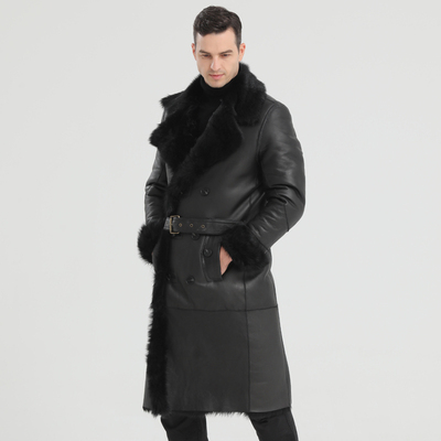 9967秋冬原生态绵羊皮毛一体男超长款真皮皮衣皮草风衣外套