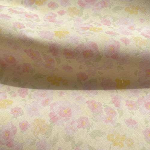 60支纯棉粉色系油画风碎花衬衣连衣裙发圈头巾服装手工DIY布面料